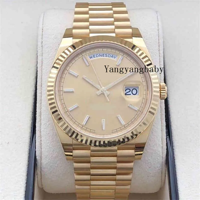 Met doospapieren Topkwaliteit horloge 40 mm Day-Date Prident 18k geel goud JAPAN uurwerk Automatisch herenhorloge B P Maker243p
