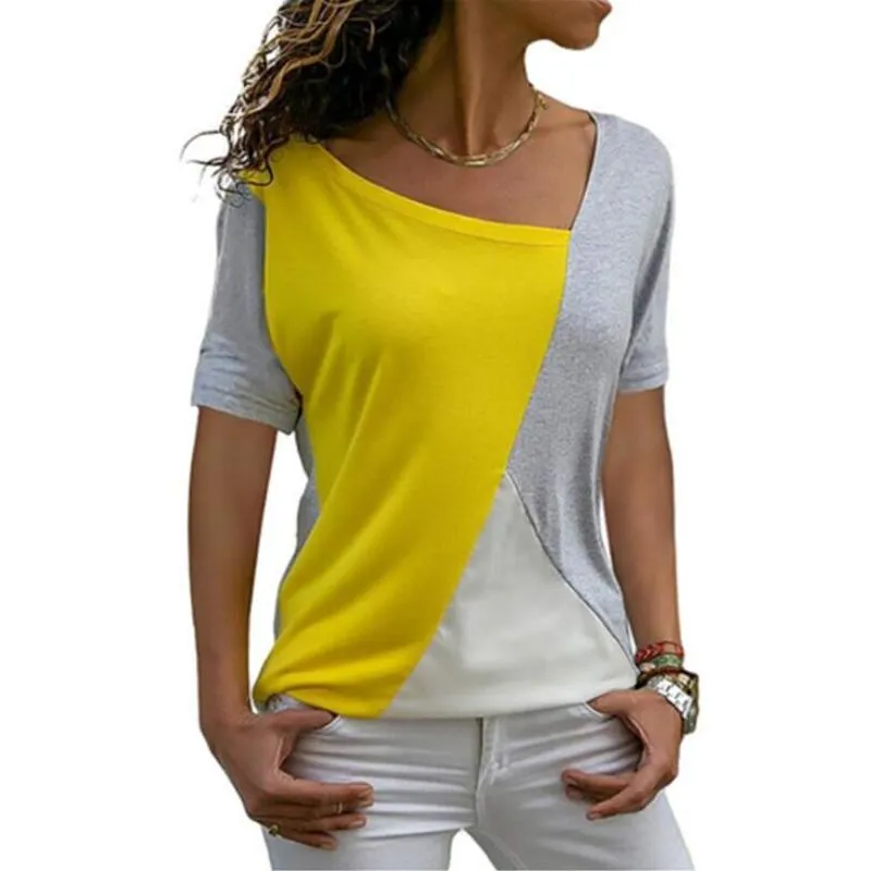 الصيف عارضة المرأة القمصان قصيرة الأكمام الأزياء خليط ضئيلة غير النظامية قطري طوق السيدات الملابس قميص طويل قمم 220422