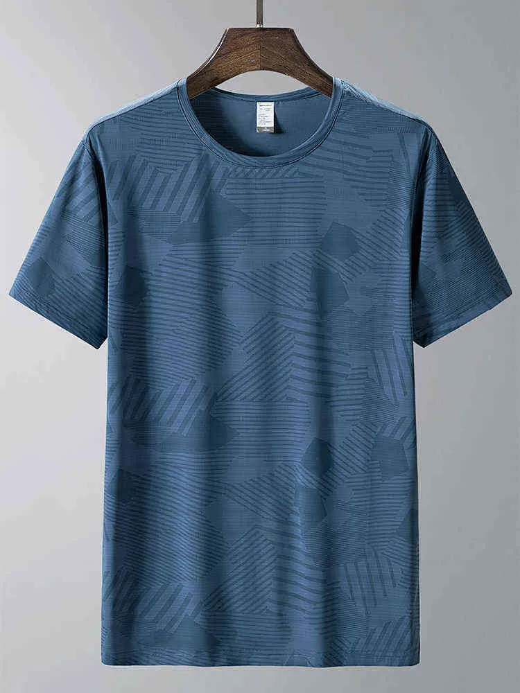Summer Breathable Mesh T-shirts Men Sportswear Stretch Nylon Sweat Tees Male Plus Size Fashion Print Workout Gym T Shirt 8XL G220512