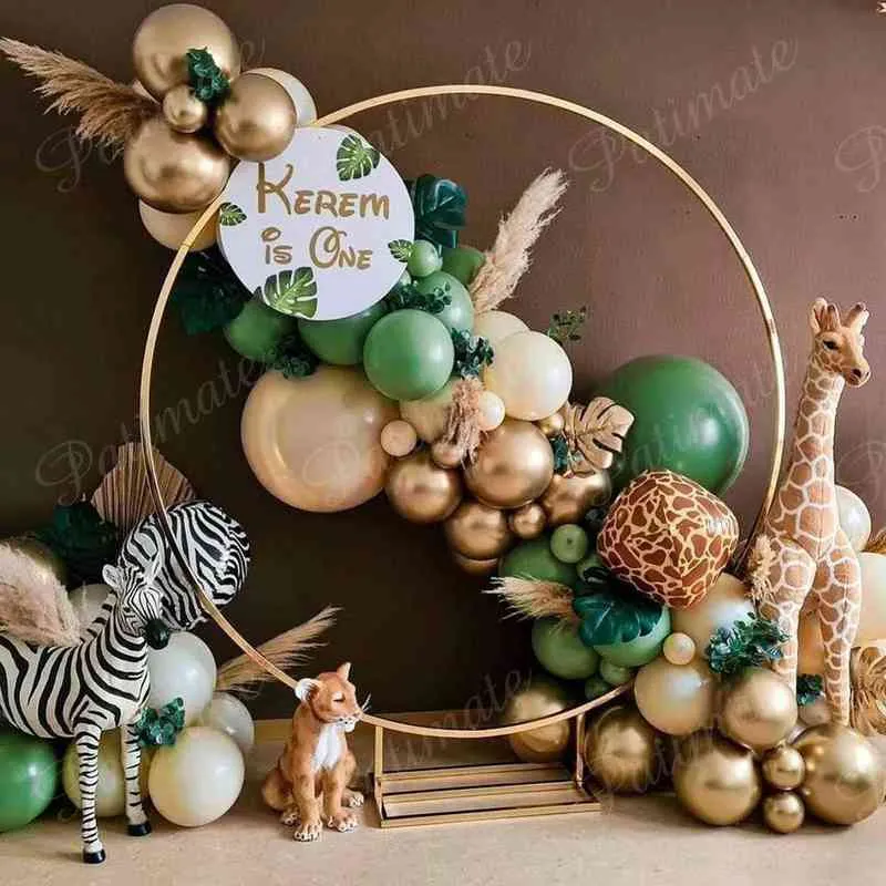 Dschungel-Safari-Geburtstags-Party-Ballon-Girlande-Arch-Kit-Konfetti-Latex-Ballone für Kinder-Geburtstagsfeier-Baby-Dusche-Dekorationen G220419