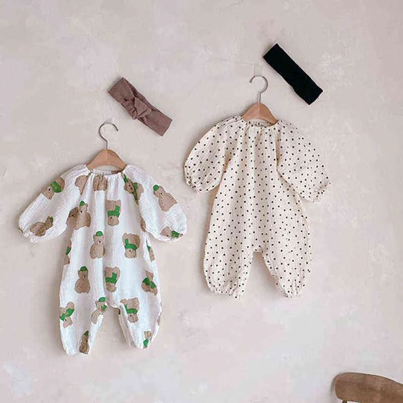 Infant Spring and Autumn Long-sleeved Cute Jumpsuit Baby Loose and Casual Korean Style Romper Baby Clothes G220509