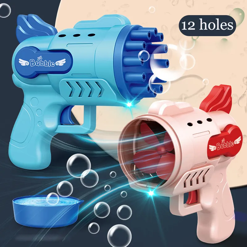 Bubble Gun Electric Automatic So Rocket Bubbles Machine Kids Portable Outdoor Party Toy LED Light Blower Toys Children Gift 220704