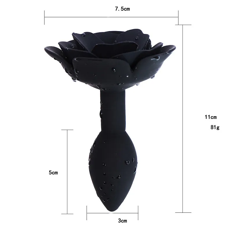 Giocattoli in silicone liscio, in acciaio, con fiore di rosa, dilatatore anale per donne/uomini, dildo anale per adulti._voghion.com