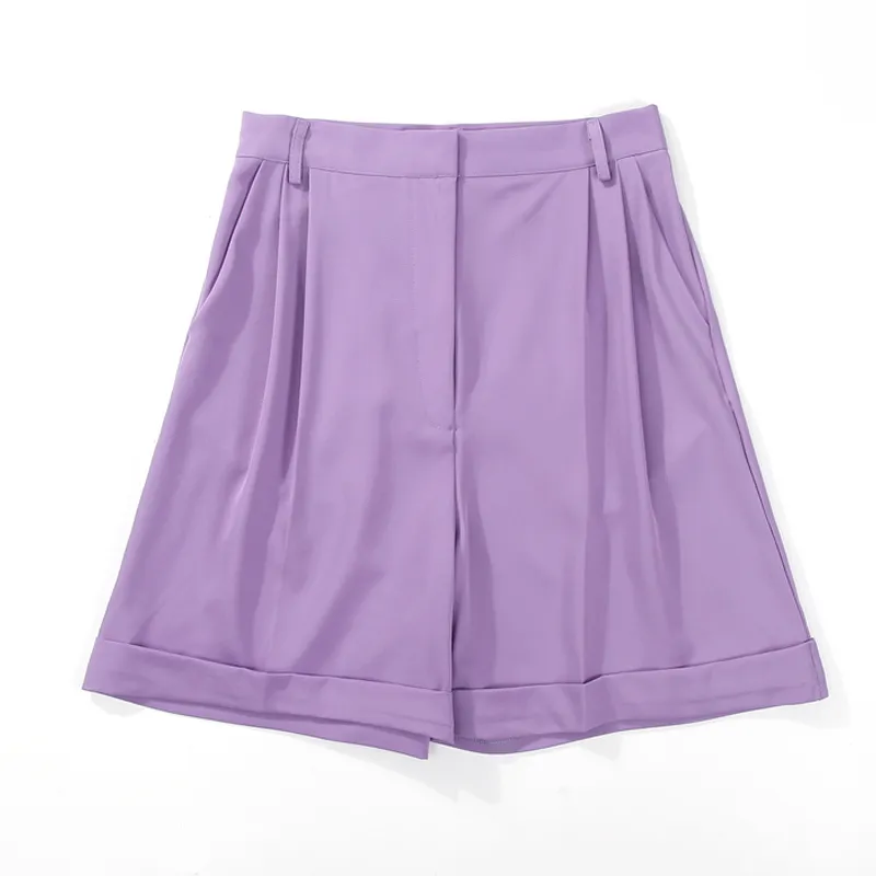 Hirsionsan hoge taille korte zomer casual elegante zachte broek met schuifjes losse shorts met zakken voor dames 220611