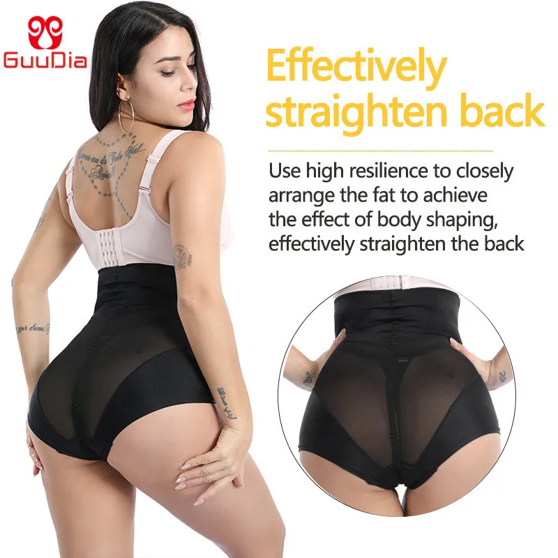 GUUDIA Sexy Shaperwear Women High Waist Trainer Body Shaper Tummy Slim Control Shape Belly Underwear Briefs Zipper Panty 220318