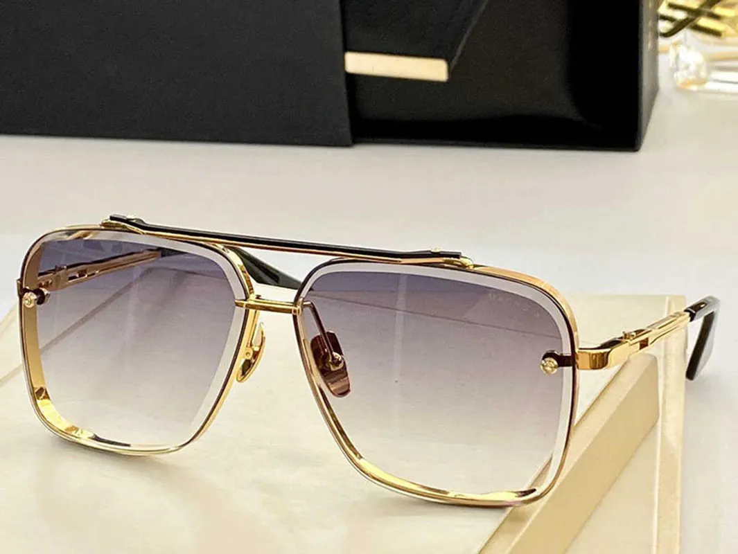 Luksusowe okulary przeciwsłoneczne dla kobiety męskie wysokiej jakości metalowy metalowy mach sześć okularów przeciwsłonecznych Big Oversited Owalna Rama Goggle Driv217L