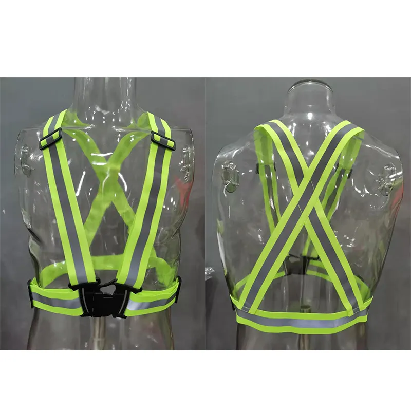 Güvenlik Dişlesi Yansıtıcı Yelek Giyim Yüksek Görünürlük Gece ve Gece Ayarlanabilir Elastik Şerit Yelek Ceket 12 Renk