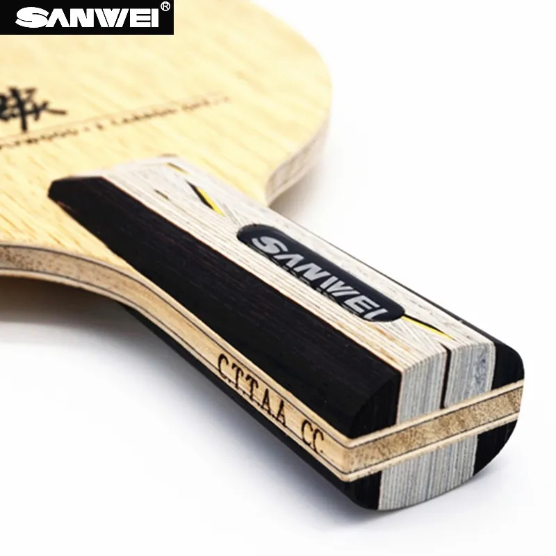 Sanwei CC Table Tennis Blade 5 Wood2カーボンオフトレーニングボックスピンポンラケットバットパドルテニスデメサ2204027818016