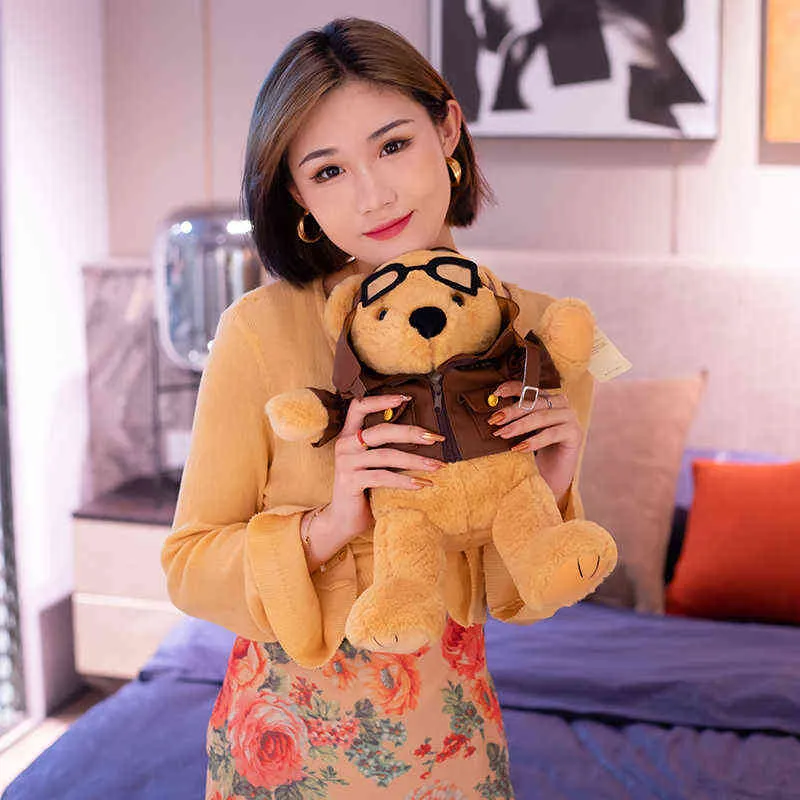 ПК CM Kawaii Pilot Bear Plush Toy Fucked Soft Teddy Dolls Подушка для детей подслащенные подарки на день рождения J220704