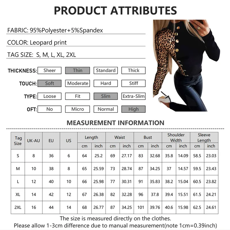Women Turtleneck Clothing Long Sleeve Leopard Printed T Shirt Femme Slim Fit Casual Ladies Stitching Button Tops Autumn Mujer 220407