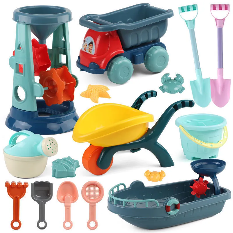 Beach Toys Sandbox silicone bucket and Sand toys Sandpit Outdoor Summer Game Play Cart Scoop Child shovel For Kids 220527