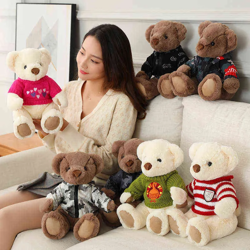 Pc cm super schattige teddybeer met kleding knuffels kawaii multistyle dressing pluche kussen gevulde poppen voor meisjes J220704