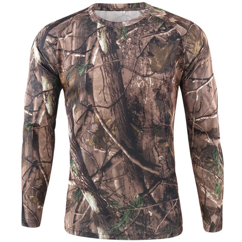 Quick Drying Long Sleeve T-shirt Men Autumn Outdoor Bike Running Fitness Mountaineering Bicycle Round Neck Camouflage T Shirts 220325