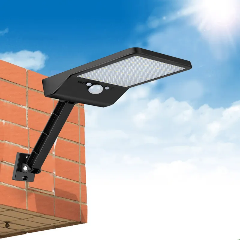 48 LED 800 lm utomhus Solar Street Wall Lamp Pir Motion Sensor Garden Security Waterproof Remote Control Garage Solar Light 220531