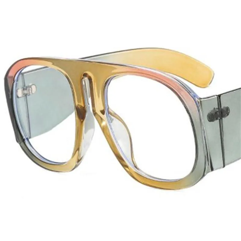 Lunettes de soleil Fashion Anti-Blue Light Eyeglass Unisexe Patchwork Eyewear Oversize Frame Spectacles Personnalité Clear Lens Glassessun2680