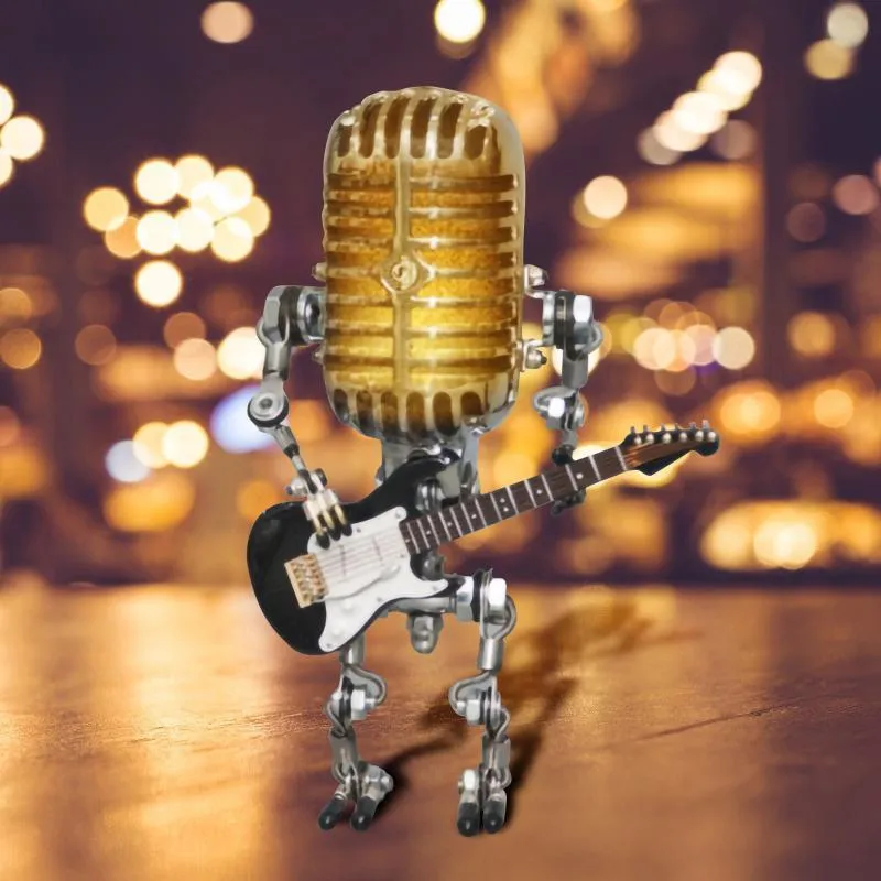 Lampada robot microfono vintage suonare le luci a led scrivania chitarra in miniature artigianato dell'ufficio decorazione la casa 220426
