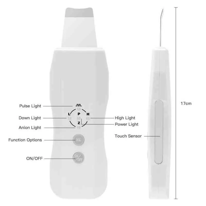 Ультразвуковая ионная терапия лица кожа скруббер очищающий лицевой очищающий шпатель вибрации вибрации с отшелушивающими инструментами 220528 220528