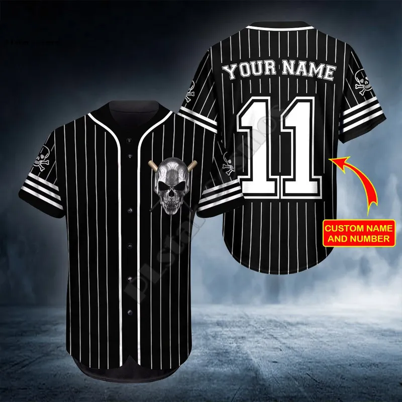 Maglia da baseball Camicia stampata in 3D Ghost Hunter Mano Personalizzata Nome Skul hip hop Top Love Skull Gift 220707