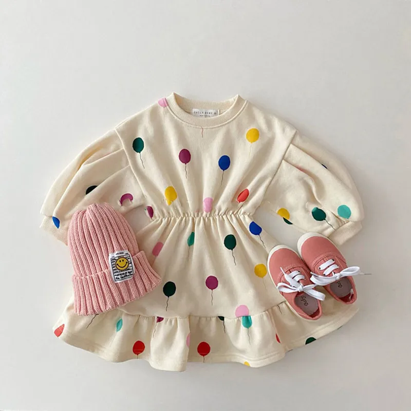 Корейский ребенок дети воздушный шар печатает одежда наборы одежды для девочек мальчики хлопчатобумажные кофты + брюки 2шт наборы спортивная детская одежда 220330