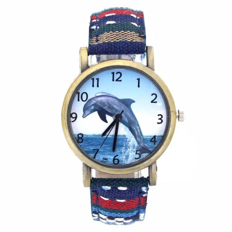 Armbandsur Dolphin Mönster Ocean Aquarium Fish Fashion Casu