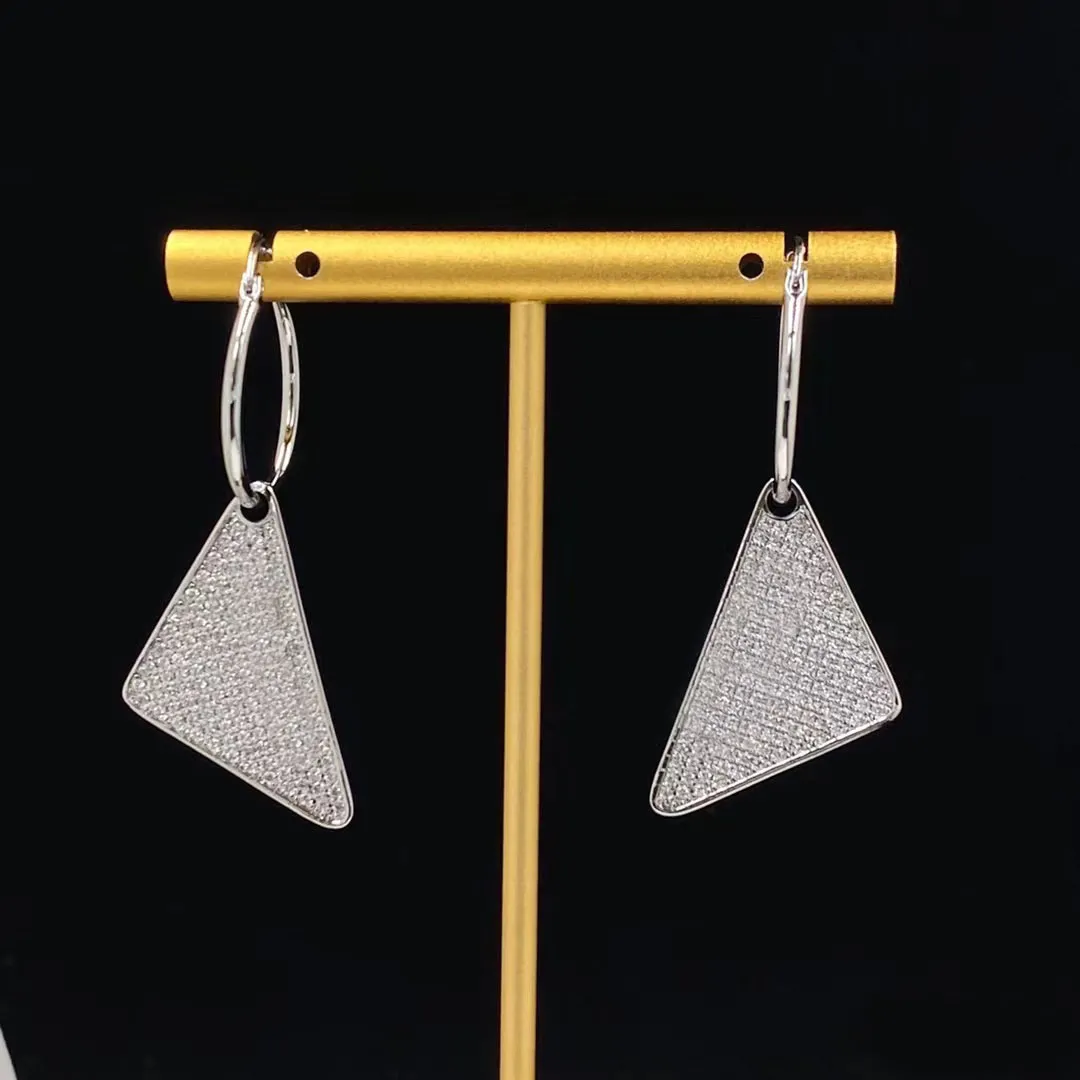 Mode Klassieke Driehoek Hanger Charm Oorbellen zijn Volledige Diamanten Designer Oorbellen voor Women263R