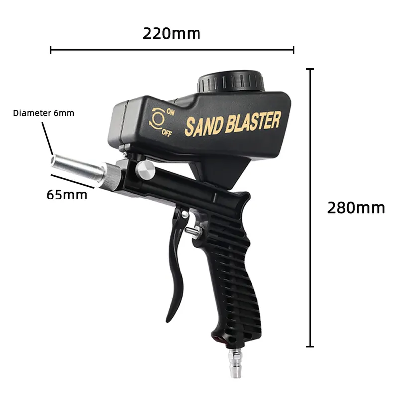 Pistola a sabbia regolabile 90 psi sabbia portatile blaster spray machine spray gravità pneumatico piccolo set di pistola esplosioni portatile 220809