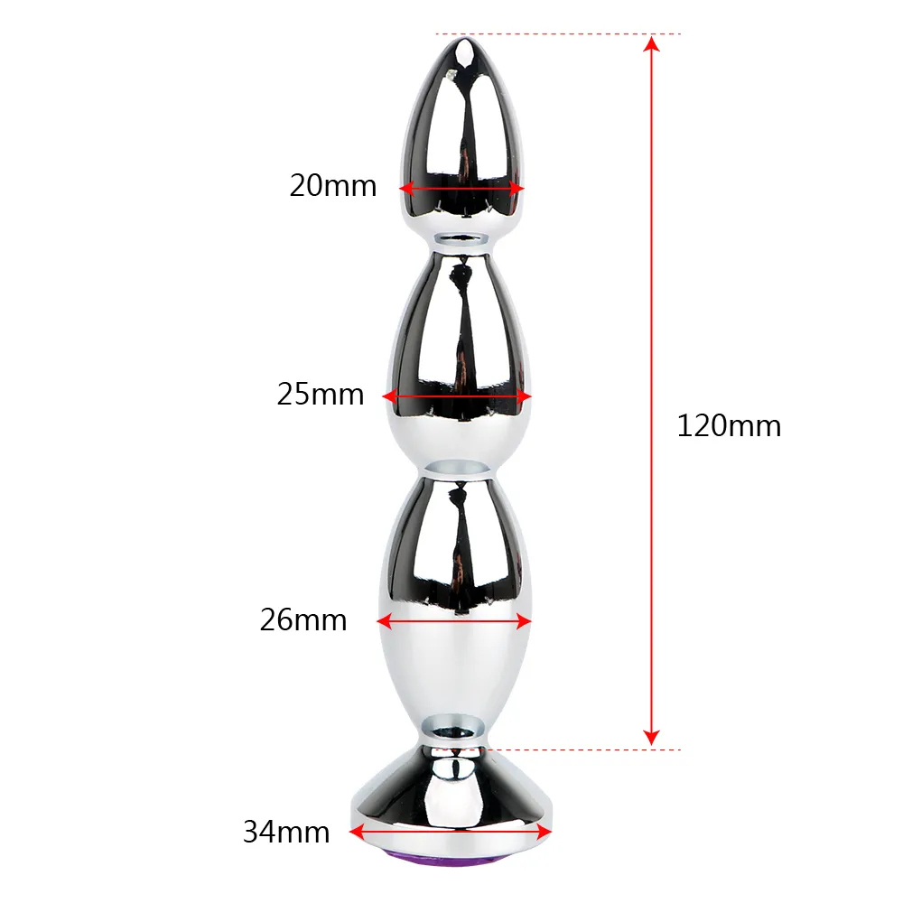 OLO Long Jewel Anal Plug Butt Stainless Steel Big Size Metal Beads Prostate Massage sexy Toys for Women and Men