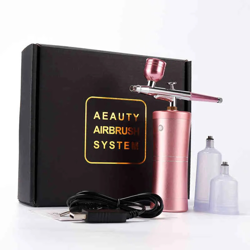 أعلى 0.4 ملم Mini Air Compressor Kit Air-Brush Paint Pray Prush Airbrush for Nail Art Tattoo Craft Cake Nano Fog Mist Prayer 220505