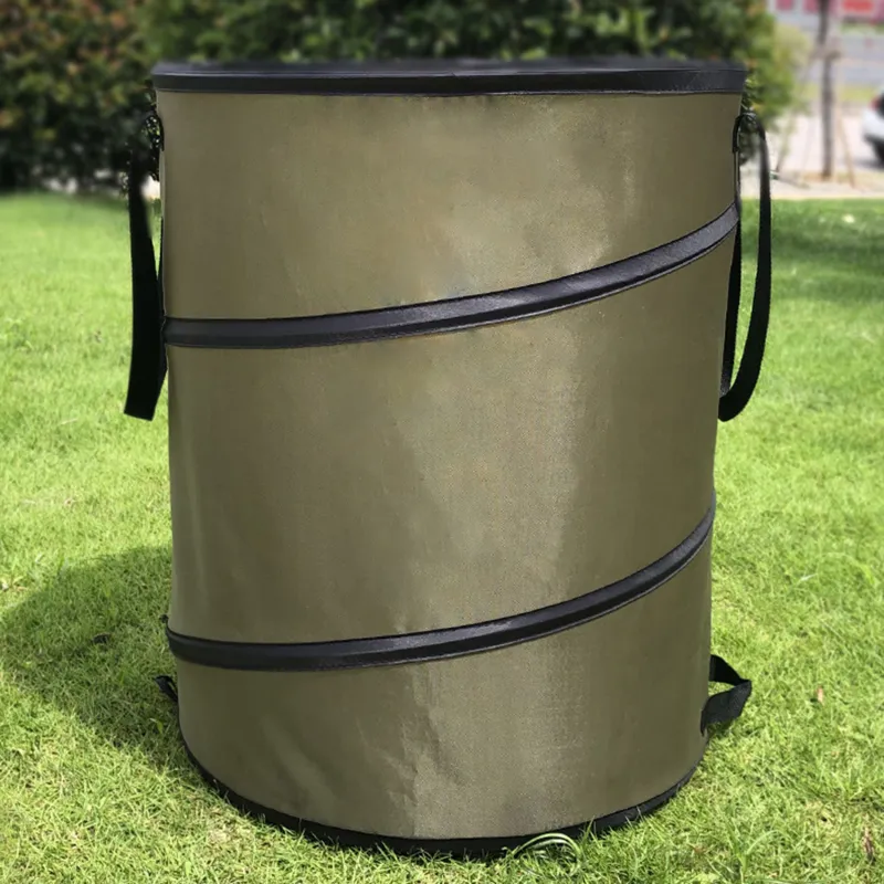 Garbage Storage Trash Bag Portable Collapsible Pop-Up Garden Leaf Trash Can Flowers And For Garden Camping Grass Collection Bin 220408