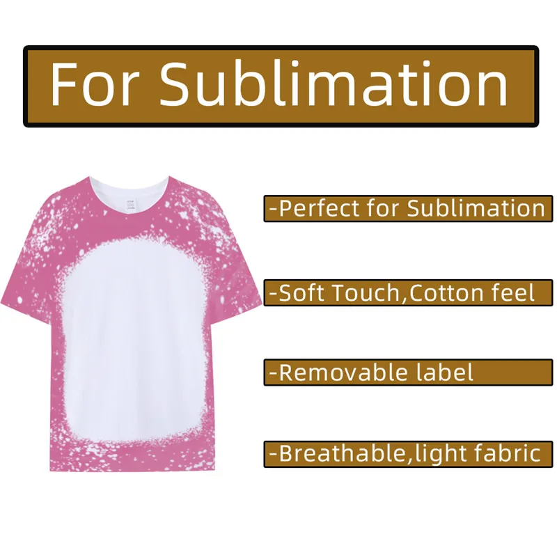 Women Supplies Sublimation party Bleached Shirts Heat Transfer Blank Bleach Shirt Bleached Polyester T-Shirts US Men FS9535266c