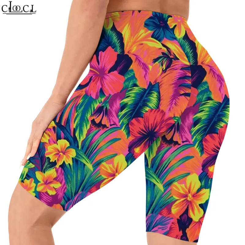 Lindas Flores Coloridas Leggings Padrão 3D Impresso Shorts Mulheres Sexy Ginásio Sweatpants para Feminino Biker Sports Shorts W220616