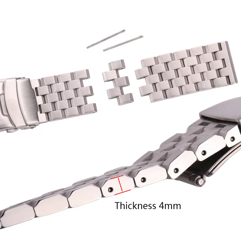 스테인리스 스틸 시계 스트랩 팔찌 18mm 20mm 22mm 24mm 여성 남성 고체 금속 브러시 웨이브 밴드 기어 S3 밴드 액세서리 220622