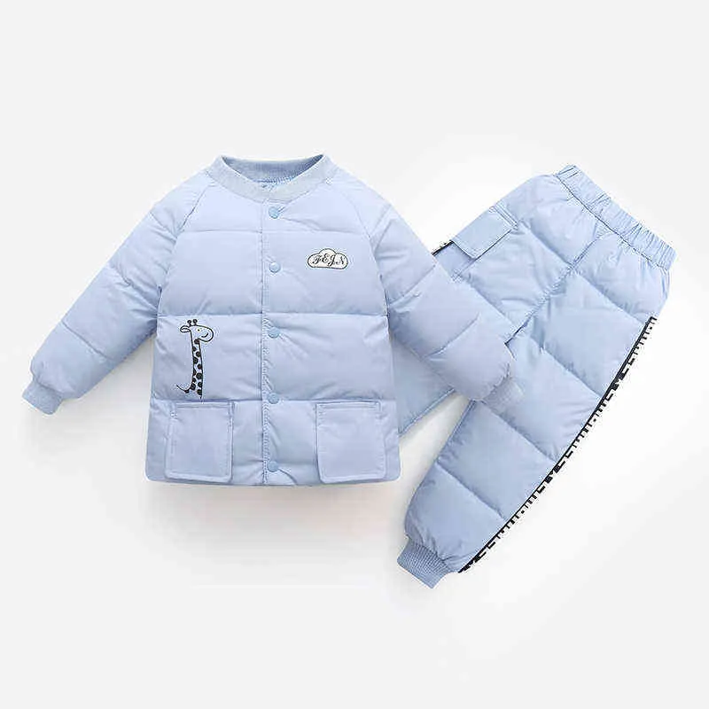 Hiver chaud enfants vêtements ensembles bébé garçons doudounes pantalons 2 pièces tenue combinaison de neige costumes 2 3 4 5 6 ans enfant en bas âge fille vêtements J220718