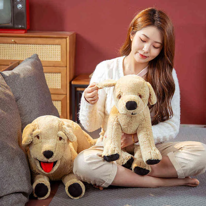 Pc Cm Big Size Simulation Labrador Dog Toys Kawaii Animal Dolls Filled Soft Pillow Birthday Gifts For Children Girl Boys J220704