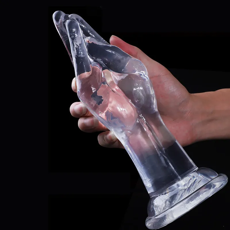 Giant Transparent Fist Hand Anal Plug enorma dildo Extreme Big Realistisk expander Sug Cup Sexig produkt för kvinnor