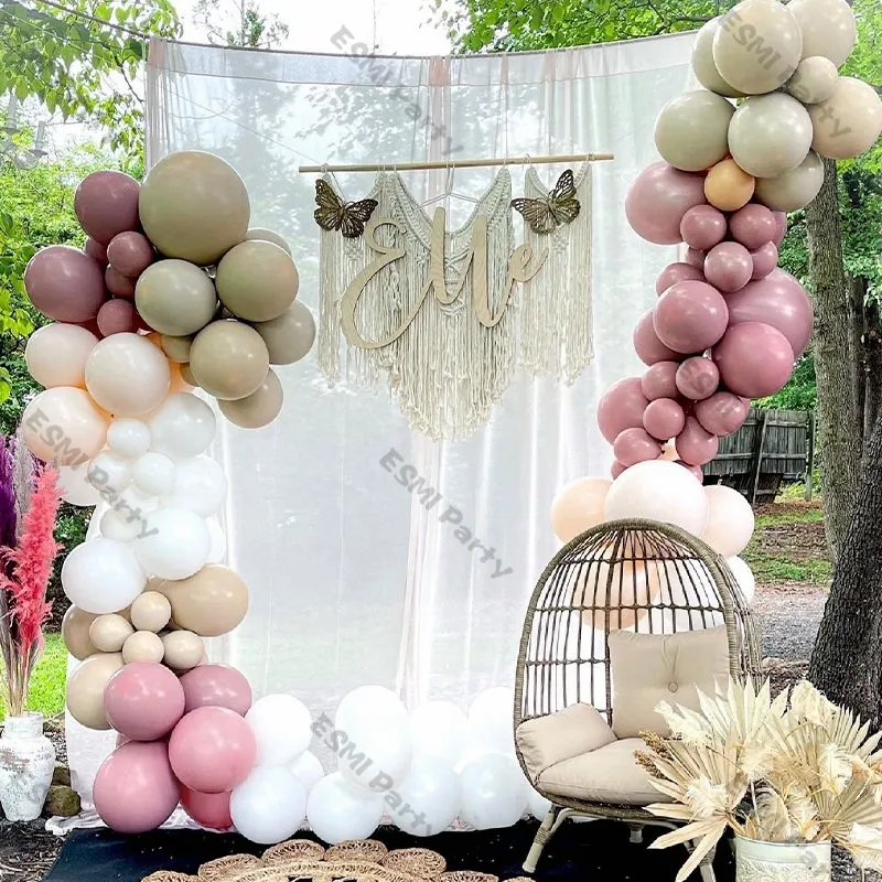 Double Poussière Rose Boho Mariage Fiançailles Décoration Chrome Rose Or Nude Ballons Guirlande Ballon Arch Global Anniversaire Décor 220609