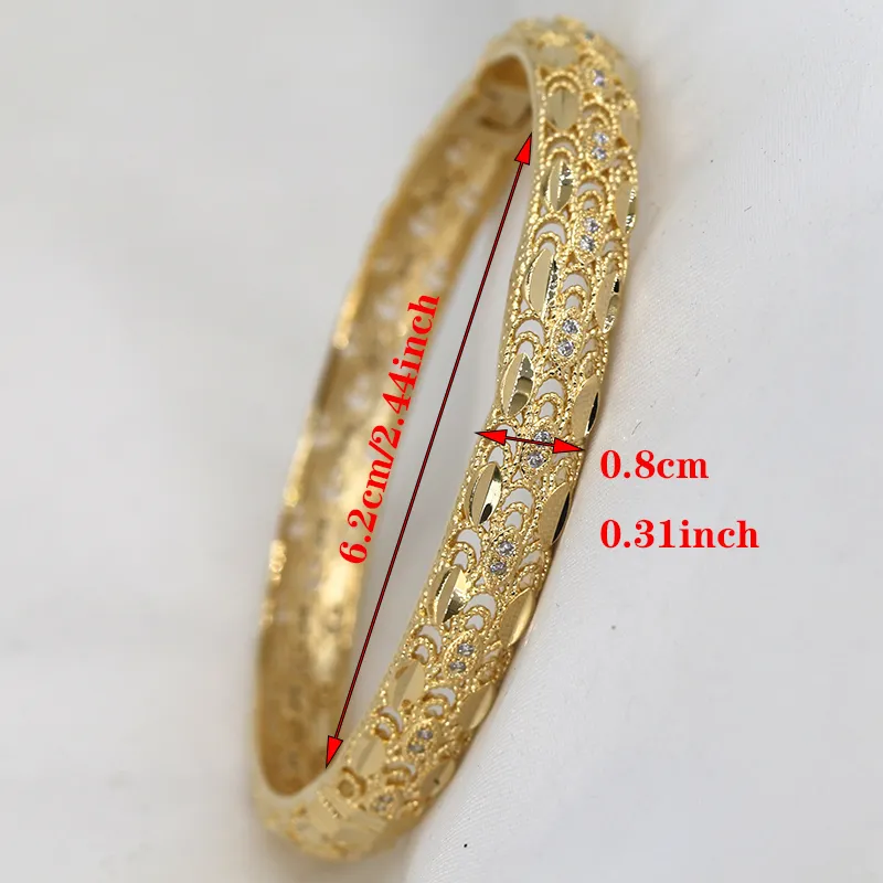 Dubaï Brangles pour femmes Girl Rimestones Bijoux 14K Gold plaque d'or Luxury S Bracelets arabes Habesha Indian Bride Gift 2204119809548