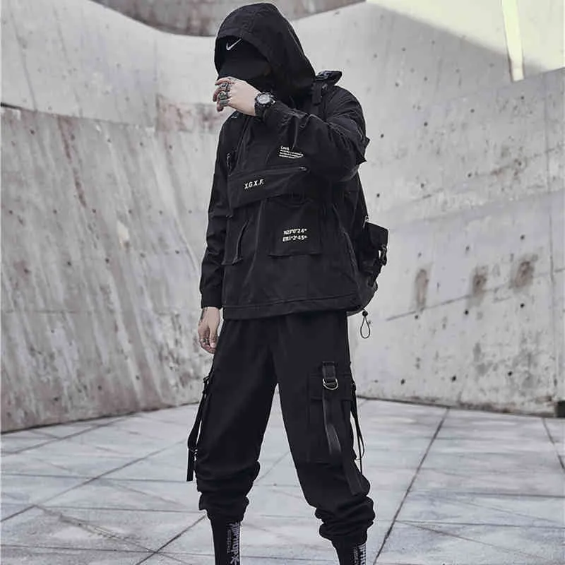 Veste Streetwear Black Combat multi-poches Cyberpunk Techwear pour homme