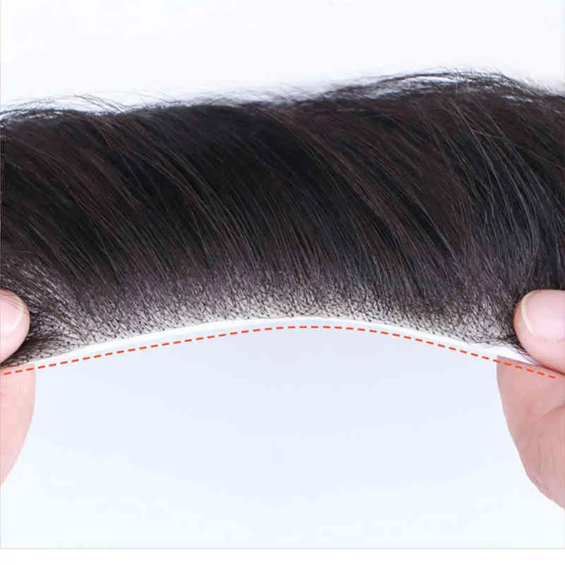 Front Men Toupee 100 pieza de cabello humano para hombres estilo V peluca frontal de tupé cabello Remy con base de piel fina peluquín Natural H22043800513