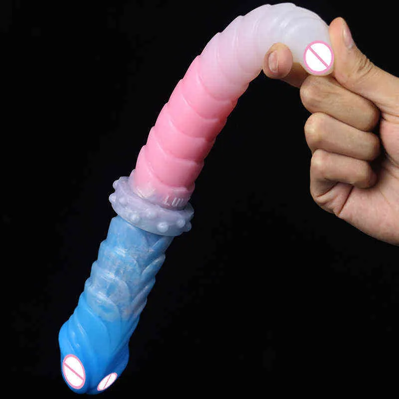 Nxy Dildos Silicone Double Headed Penis Female False Anal Plug Adult Sex Products Passion Massage Masturbation Toy 0316