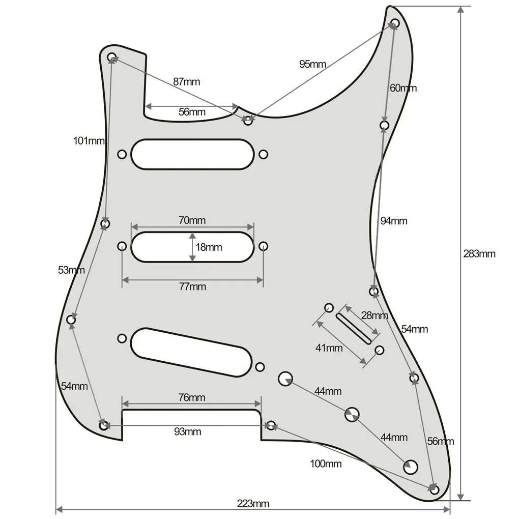 1 jeu de plaques à gratter SSS Pickguard à 11 trous, coque bleue et jaune, vis de plaque arrière pour guitare électrique