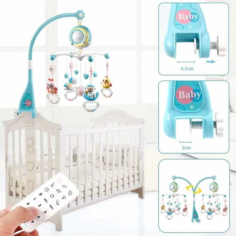 Télécommande Mobile Musical bébé berceau jouets lumière cloche hochet décoration jouet pour berceau projecteur né bébés 2204282584663
