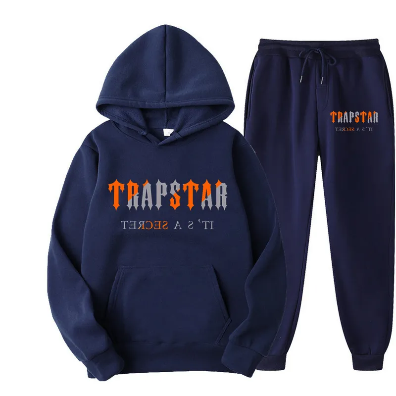 Autumn/Winter Brand Trapstar Tracksuit Men's Hoodie Sports Set Fashion Rainbow Plush Embrodery Fleece Sweatshirt Sweatpants 220602