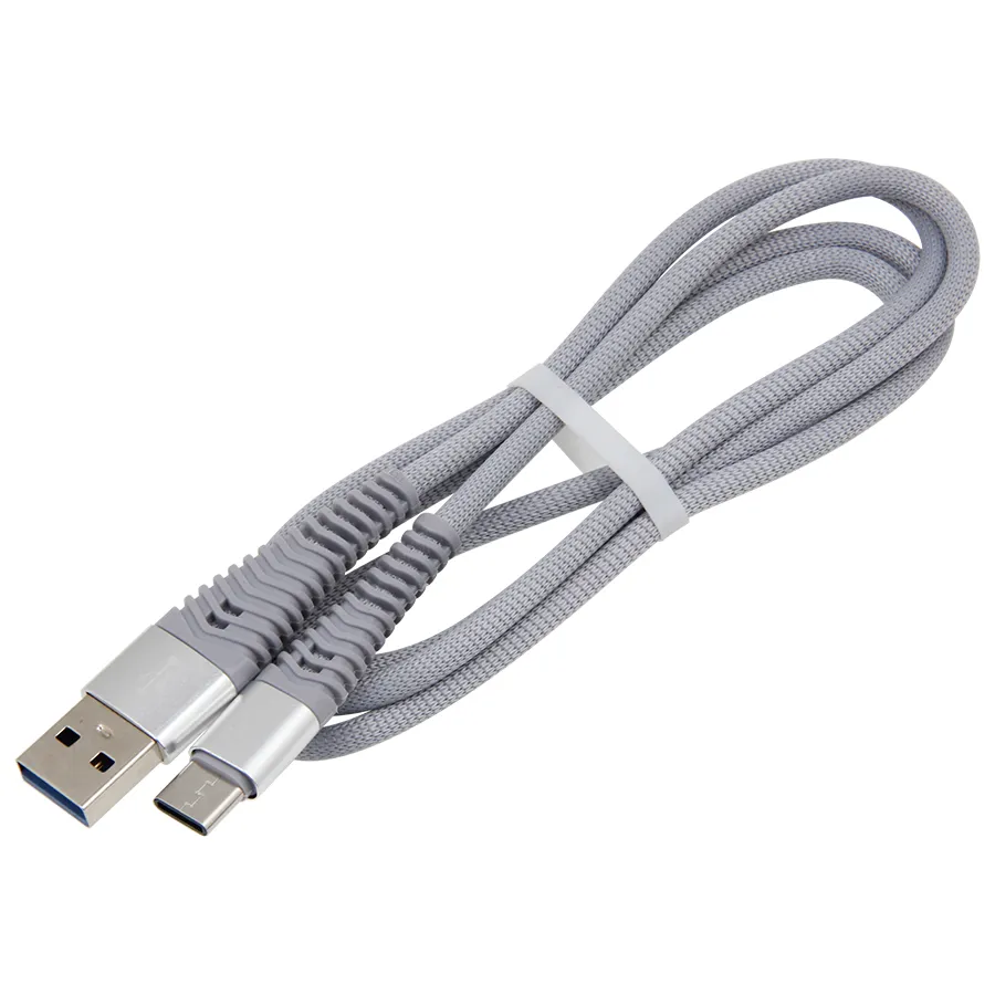 1M Typ C Micro USB flätade kablar Snabb laddningsladdningsdata Trådkabel för Samsung Huawei -smartphone