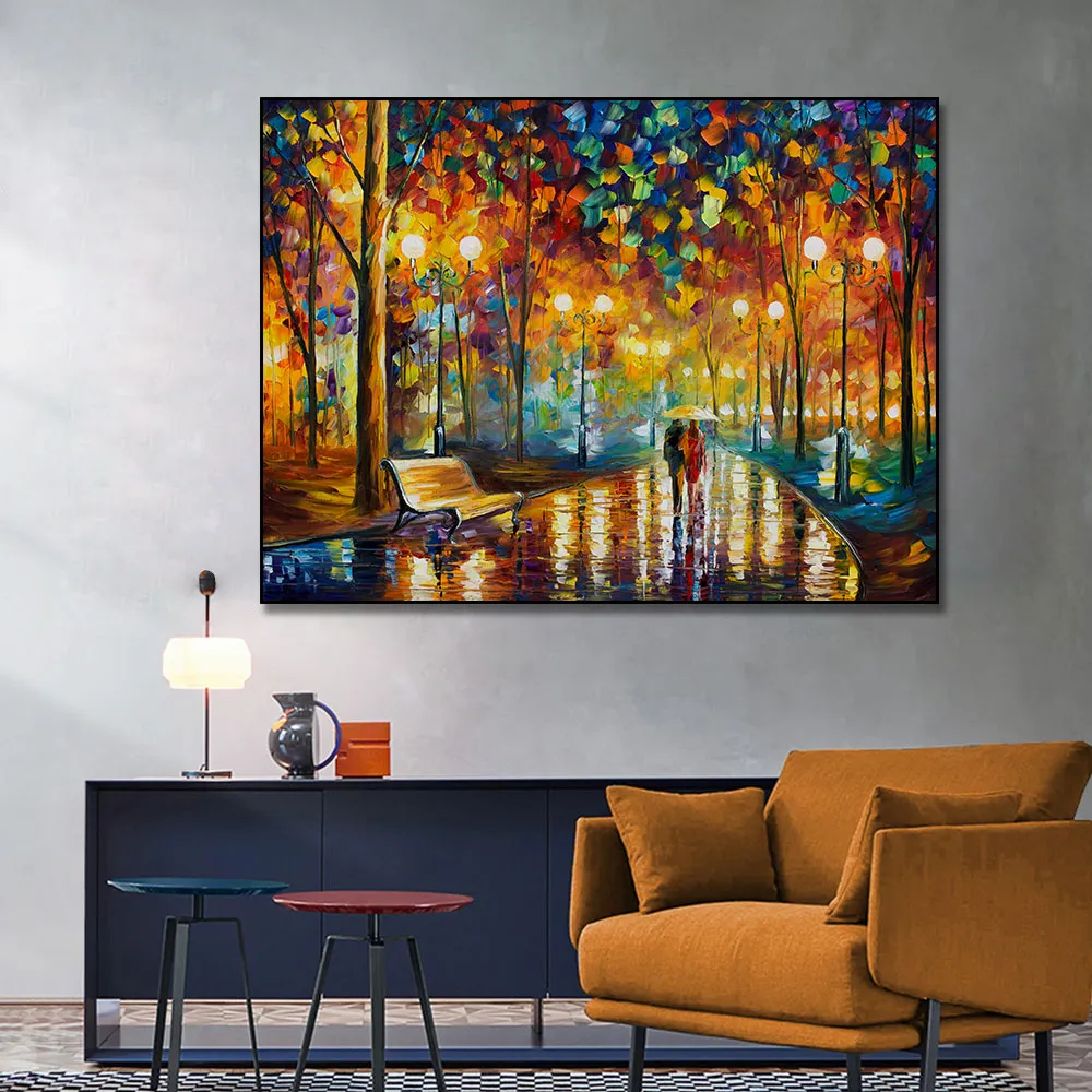 Modern Abstract Landscape Stree Yellow Light Canvas Painting Poster Print Wall Art Picture For Living Room Home Decor Frameless