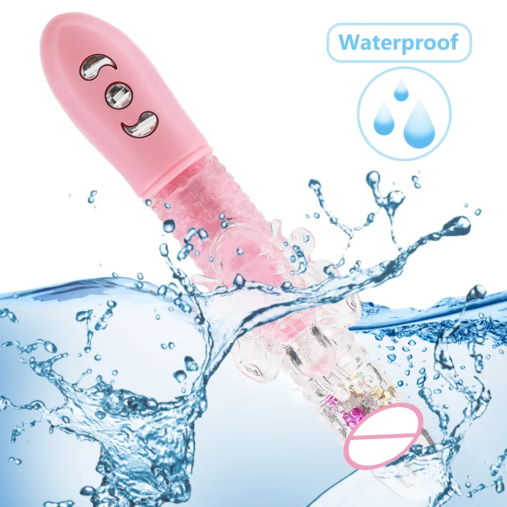 Olo telescópico coelho vibrador built-in ball rotação g ponto dildo feminino masturbação sexy brinquedos para mulher