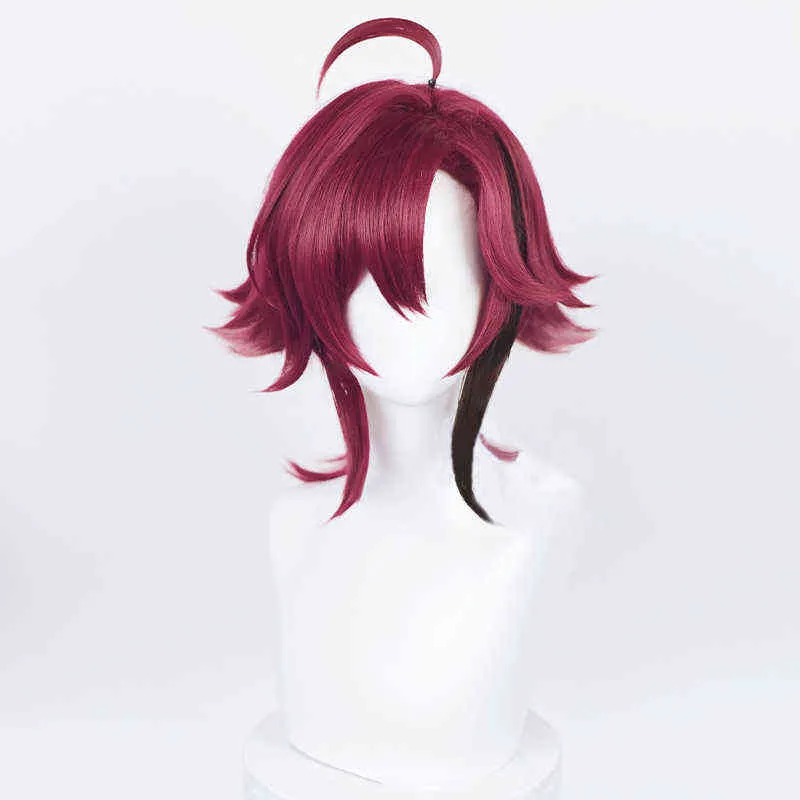 Shikanoin Heizou Cosplay Wig Game Genshin Impact 55Cm Little Ponytail Gradient Heat Resistant Hair Halloween Party Wigs L2208029864336