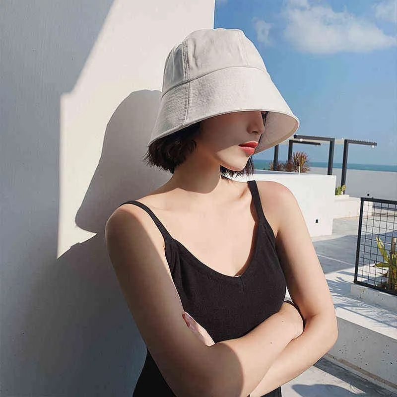 Mode printemps femmes coton seau chapeaux dame été Panama crème solaire pêcheur casquette en plein air plage chapeau de soleil chapeau pour les femmes G220418