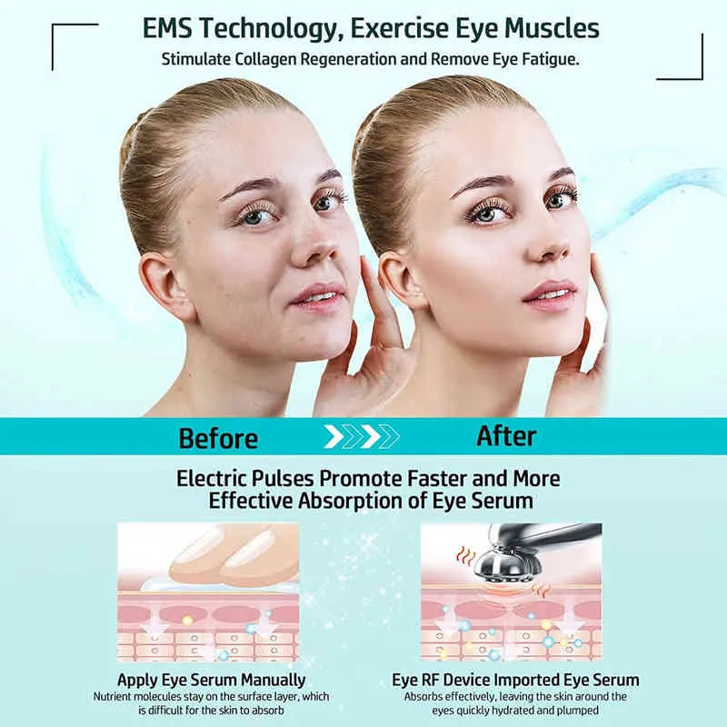 Dispositif facial microcourant RF Radio Fréquence Eye Skin Rester Machine anti-âge Machine réduit les rides du visage soulevant les yeux Massager2208872297