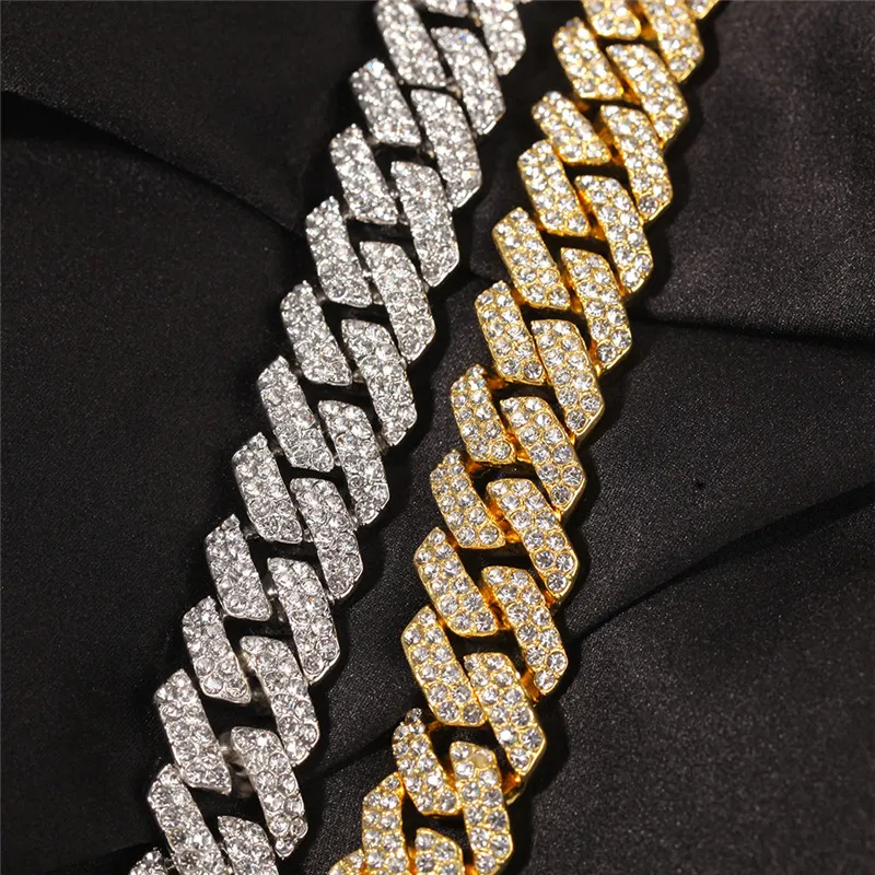 18mm kubansk länkkedja Mens halsband designer smycken guldkedja för man party hip hop diamant isade ut kedjor aaa österrikiska rhinest263o